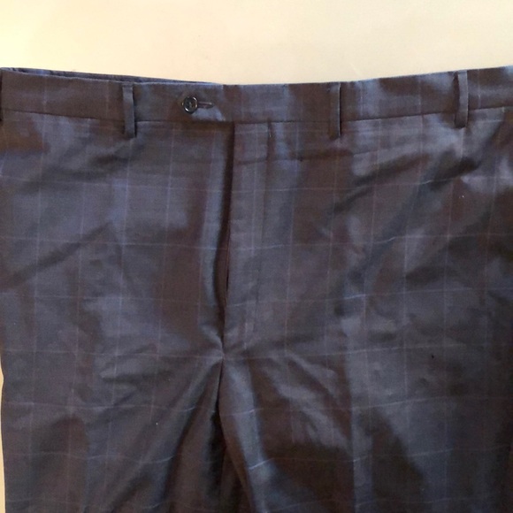 Men’s Jos. A. Bank charcoal w/blue windowpane tropical wool dress slacks. - Picture 2 of 4